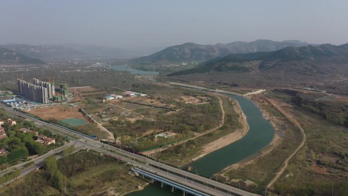 山东济南：航拍北大沙河生态带动城市发展