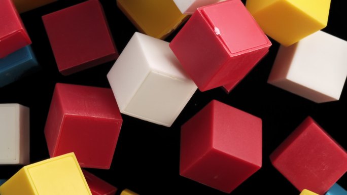五颜六色的立方体立体正方体方块转动运动彩