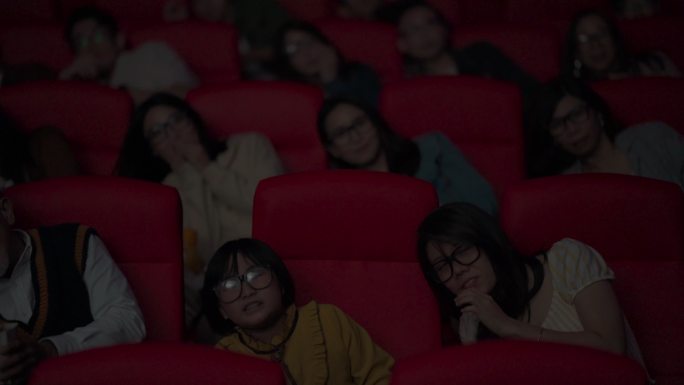 在电影院观看3D电影的观众群