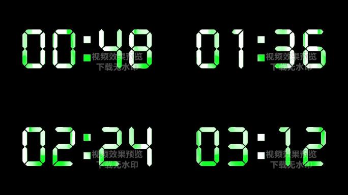 4K绿色液晶数字顺数4分钟通道