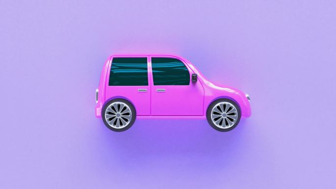 紫色场景平面视图汽车运输概念