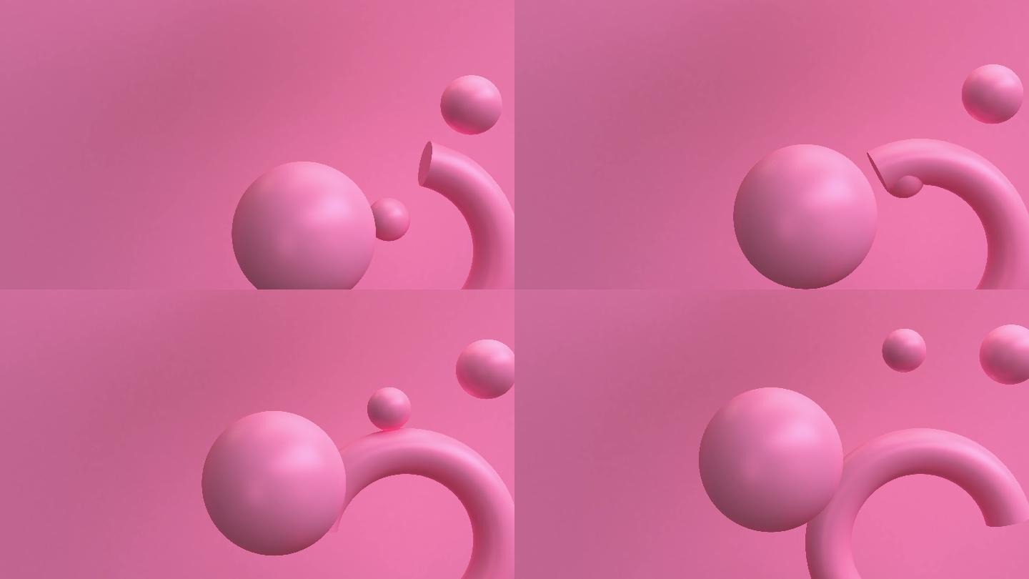 3d粉色几何形状动画