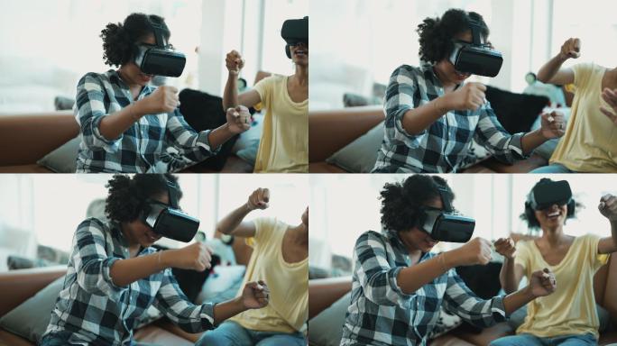使用虚拟现实眼镜玩赛车电子游戏
