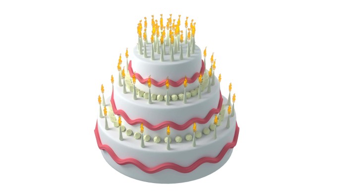 有蜡烛和装饰品的蛋糕