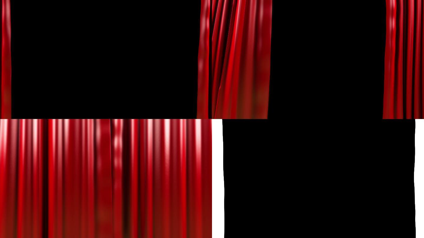 舞台幕3d动画飘红色丝带包装歌舞边框
