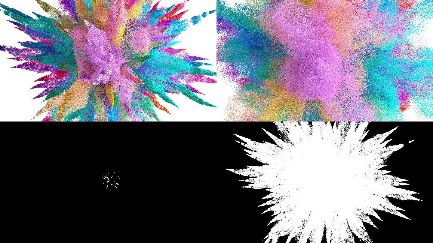 彩色粉末或粒子爆炸动画