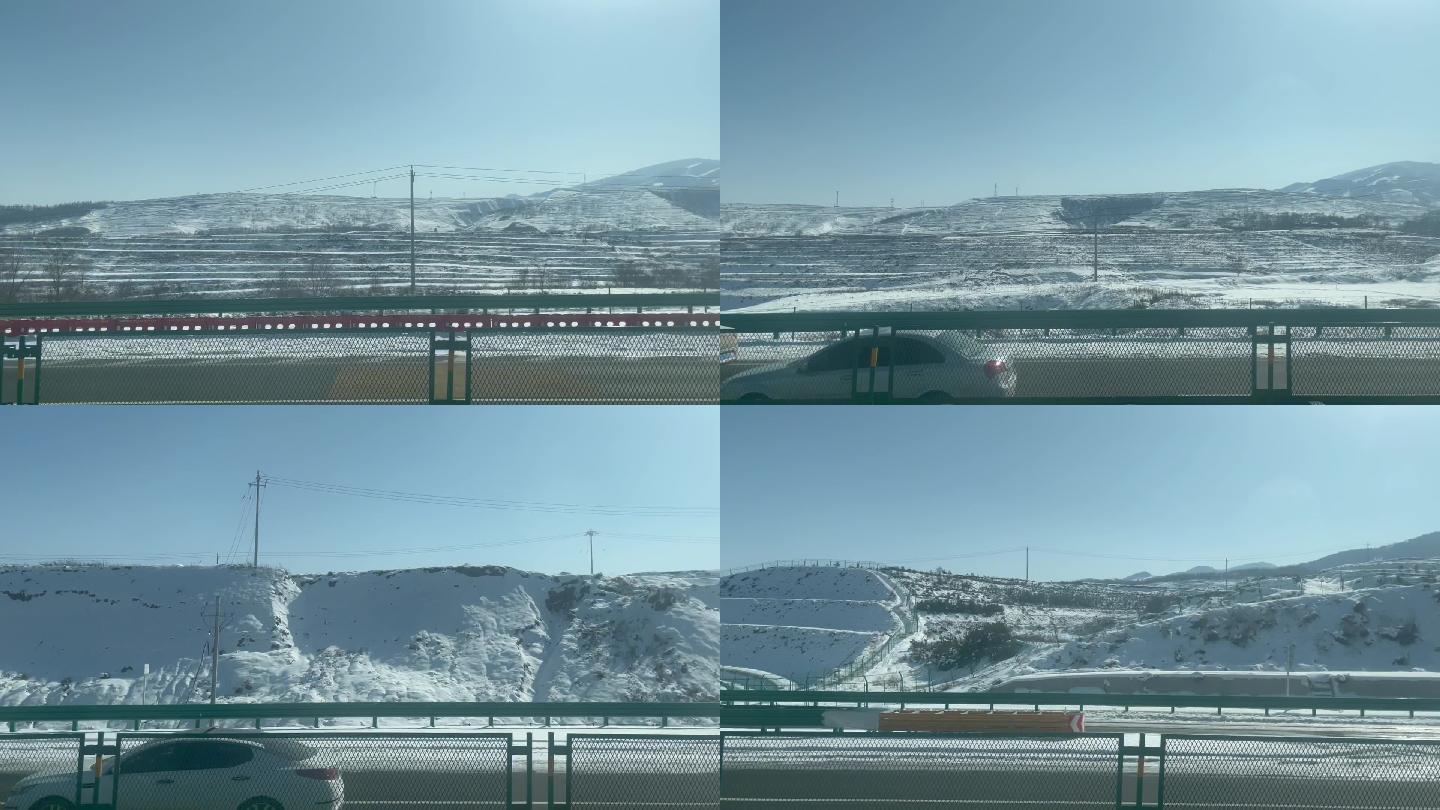 列车窗外雪景
