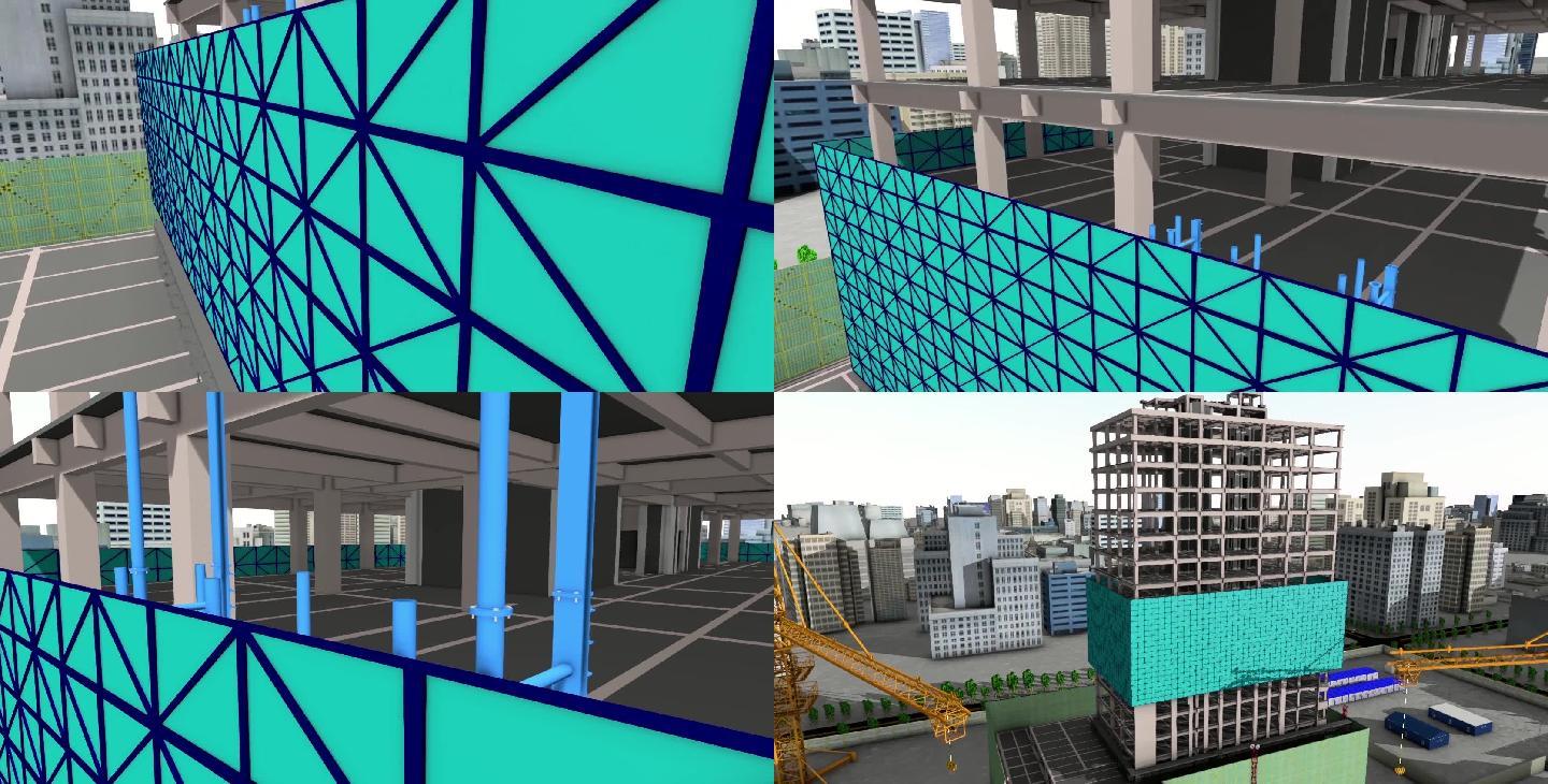 建筑全钢爬升脚手架施工模拟动画