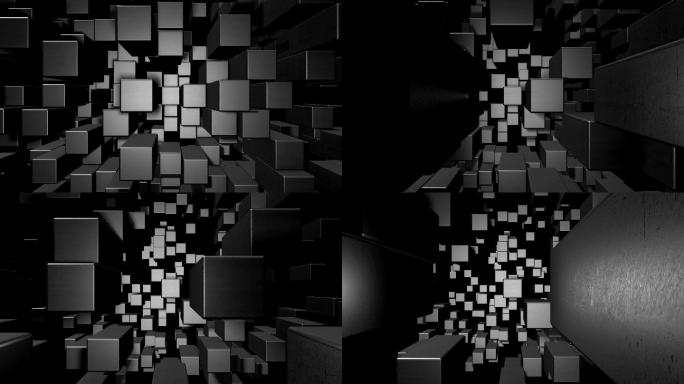 抽象立方体动画质感方块黑白意境空间感