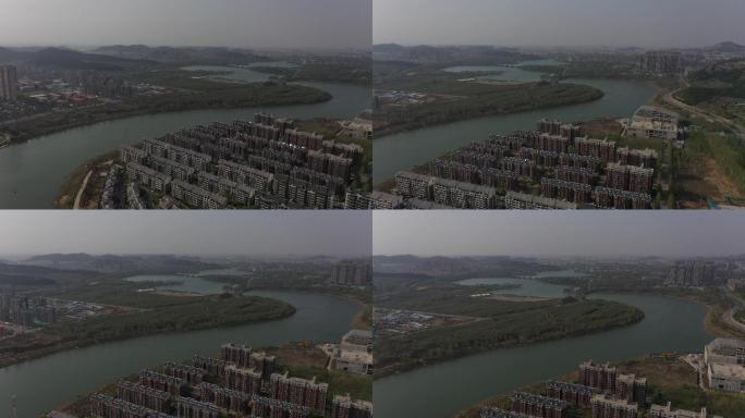 山东济南：航拍北大沙河生态带动城市发展