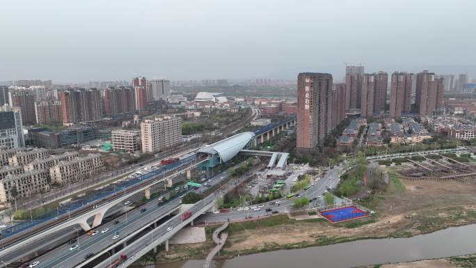 4k 西安香湖湾地铁站航拍 (7)