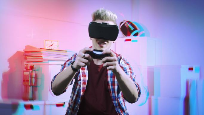 体验VR的人玩游戏AI手柄真实游戏感