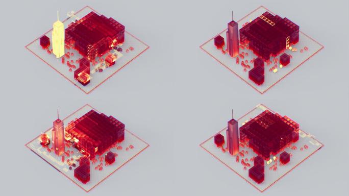 城市数字动画3D简约