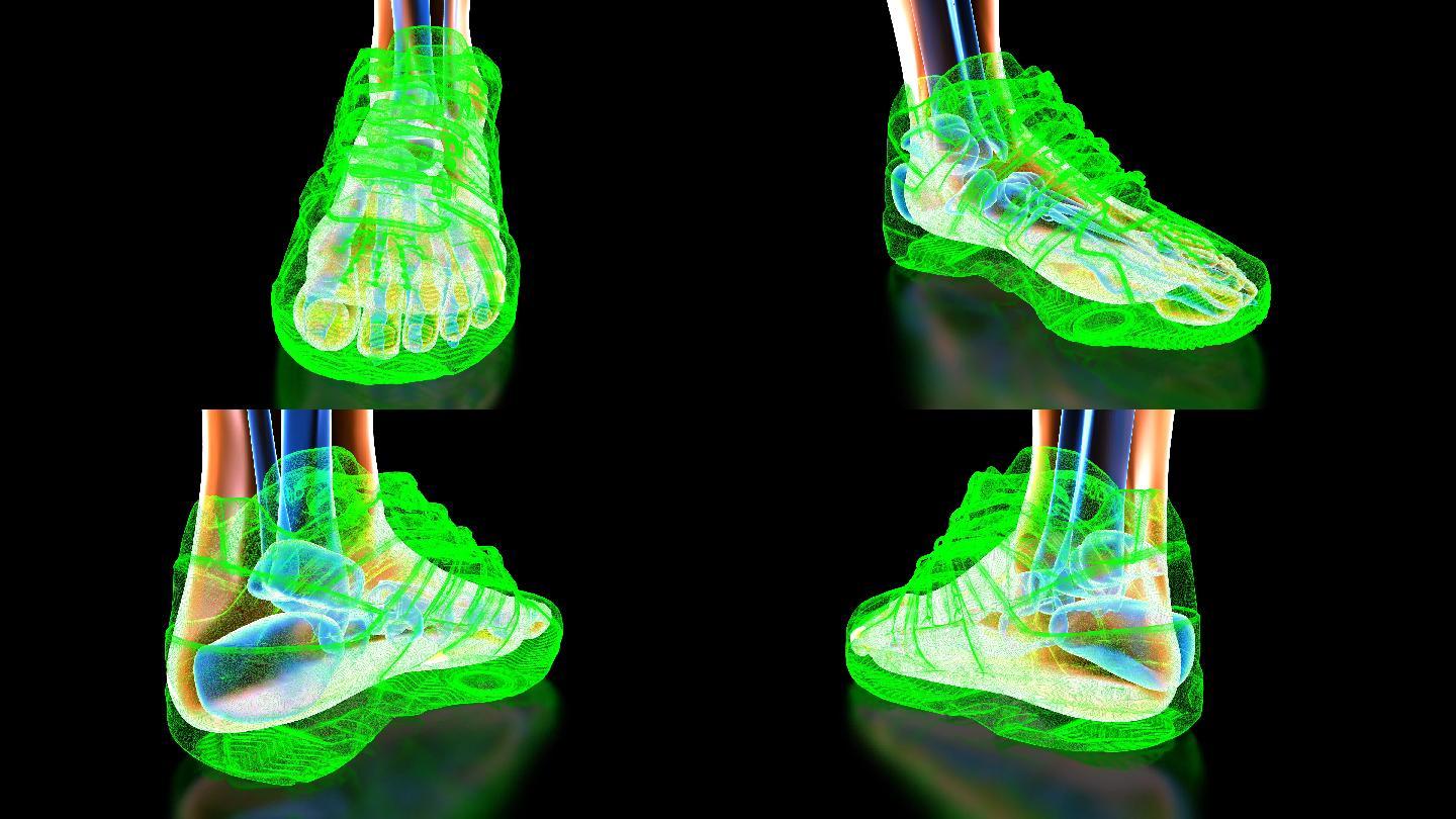鞋子设计研究3D扫描展厅数字动画三维绿色