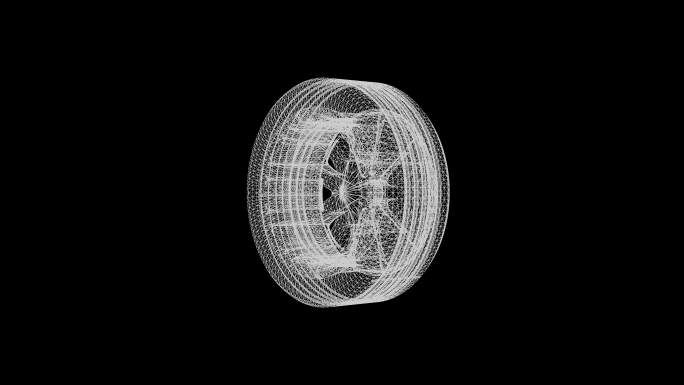 旋转轮胎的全息图特效视频3D