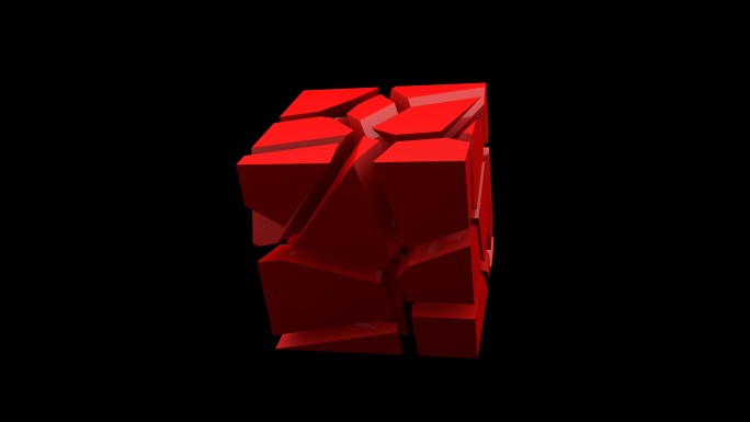 碎片红色立方体特效视频