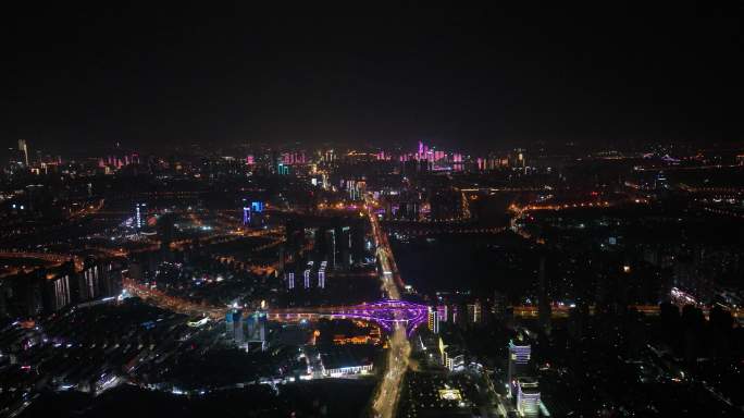 5K高空航拍长沙城区夜景