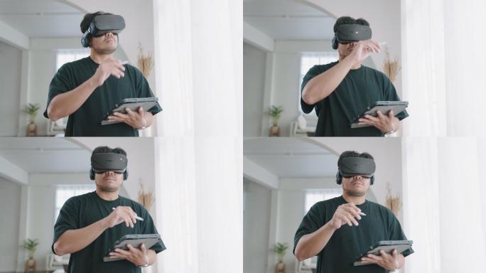 体验VR的人眼镜虚拟未来休闲娱乐