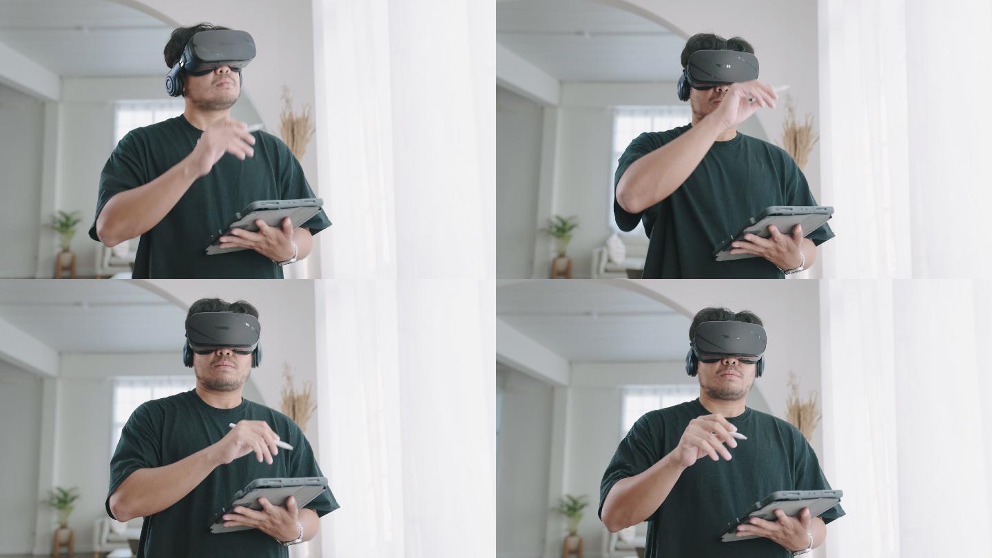 体验VR的人眼镜虚拟未来休闲娱乐