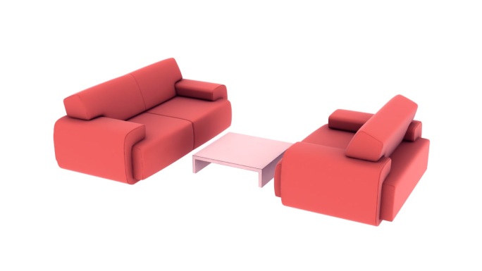 红色沙发透明通道家居家具装修装饰