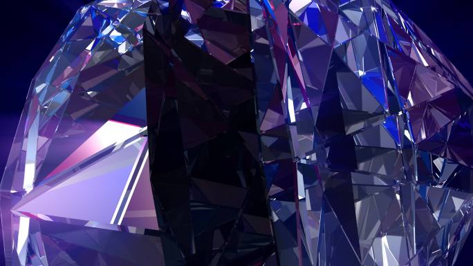 抽象砖石动画蓝宝石3d水晶反光质感