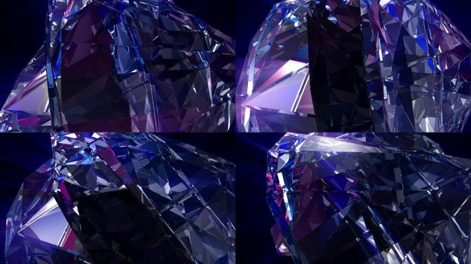 抽象砖石动画蓝宝石3d水晶反光质感