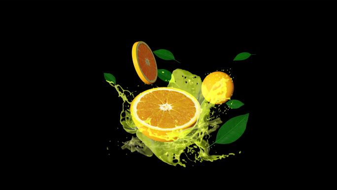 橙汁飞溅水果广告宣传片冰爽一夏三维动画