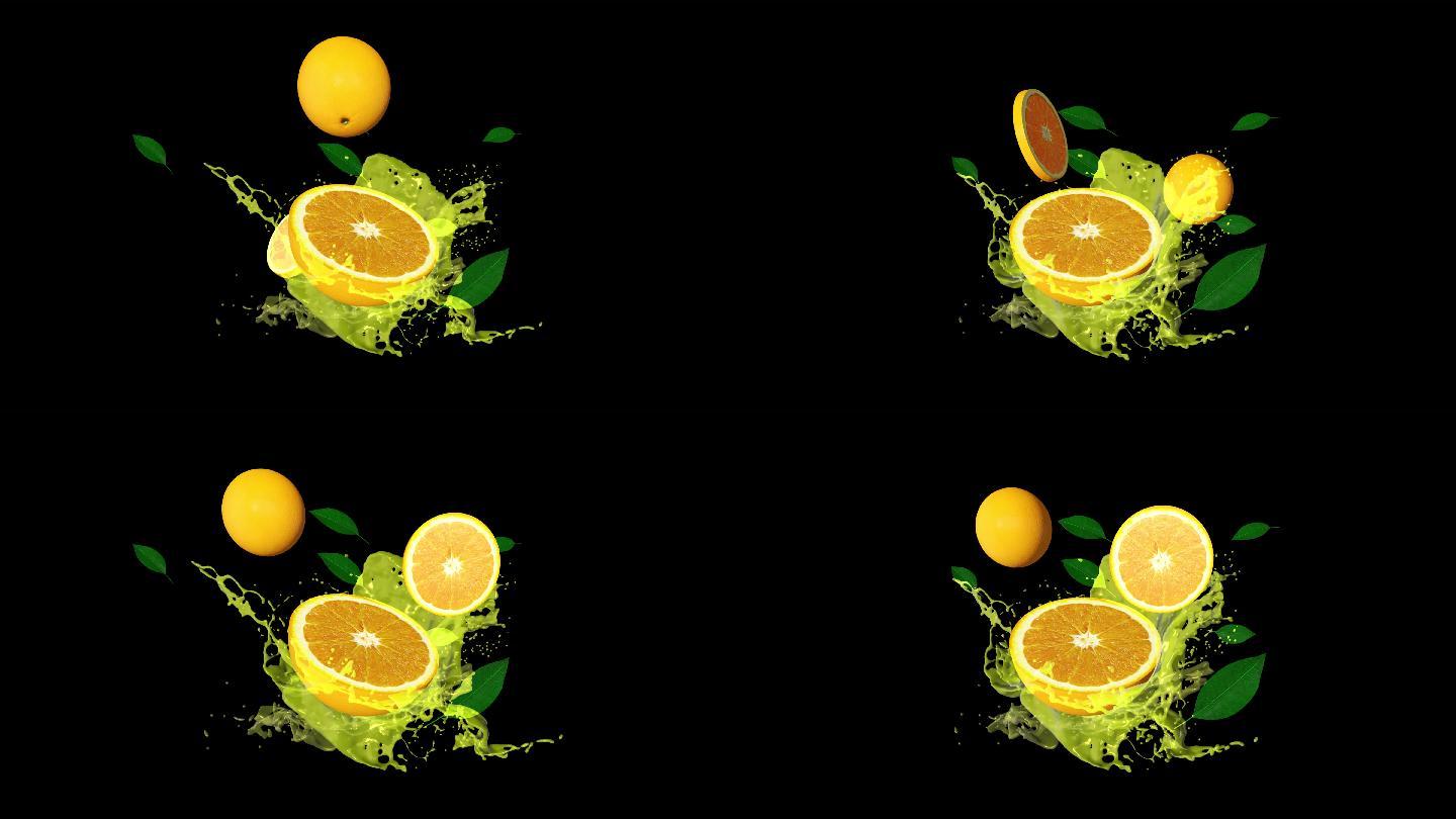 橙汁飞溅水果广告宣传片冰爽一夏三维动画