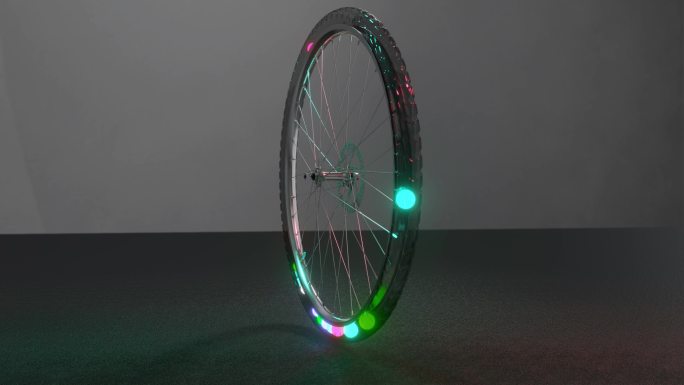 彩色球旋转自行车轮子