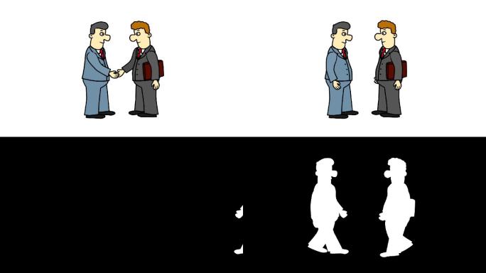 两个商人走到一起握手