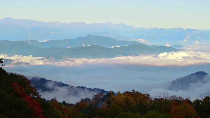 山川大地秋色云海壮观大气自然风光