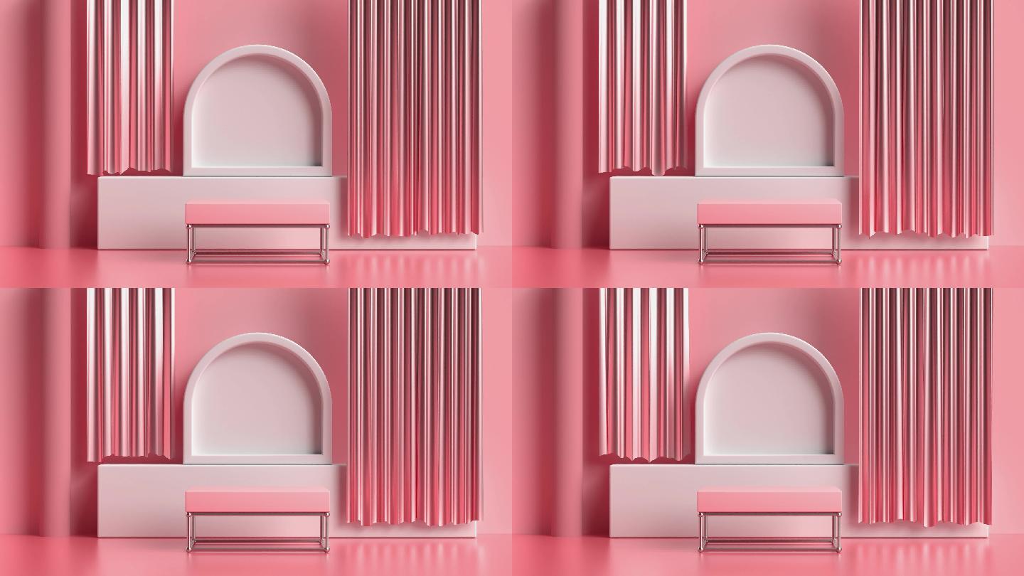粉色幕墙动画抽象建筑空间结构墙体装饰装扮