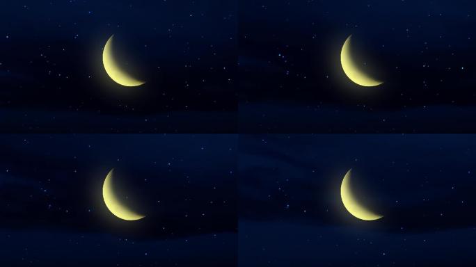 【HD天空】金色弯月明月月亮夜空新月当空