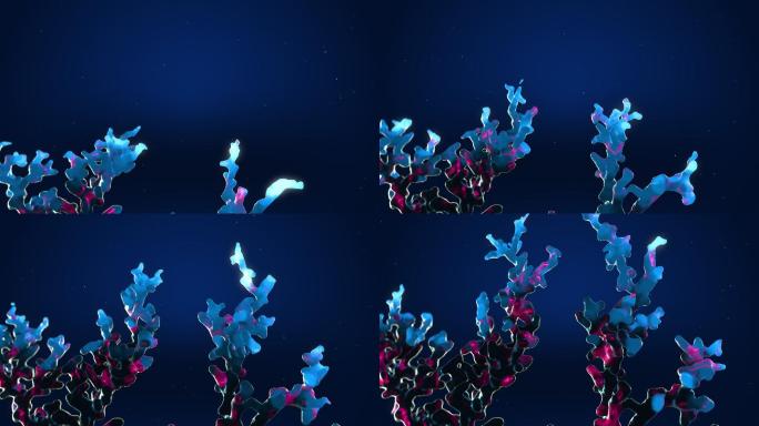 珊瑚生长3d场景大海海洋海底水底生物