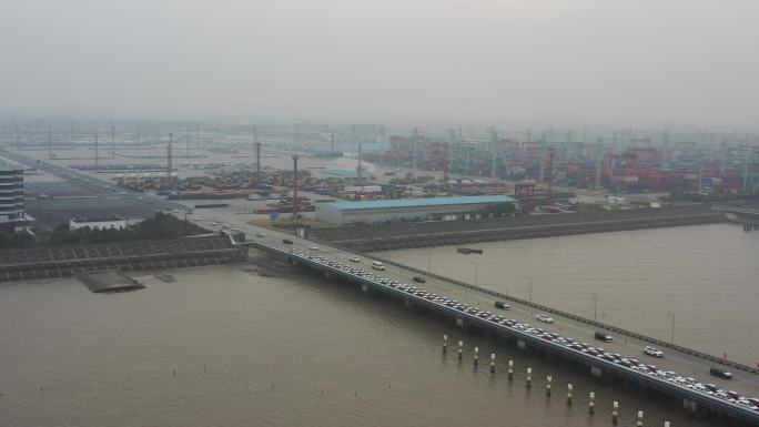 4K原素材-航拍上海汽车出口码头