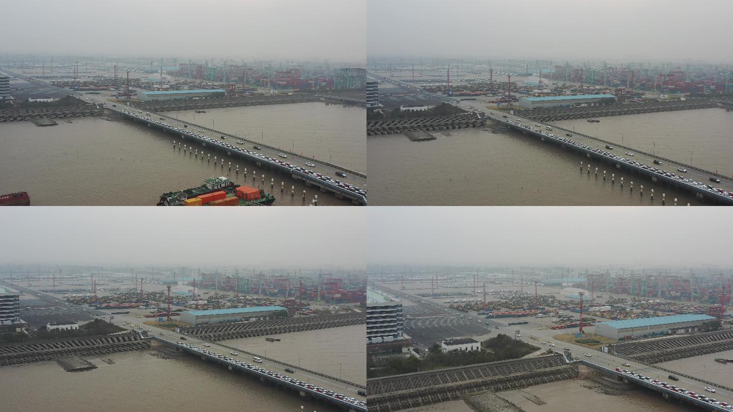 4K原素材-航拍上海汽车出口码头