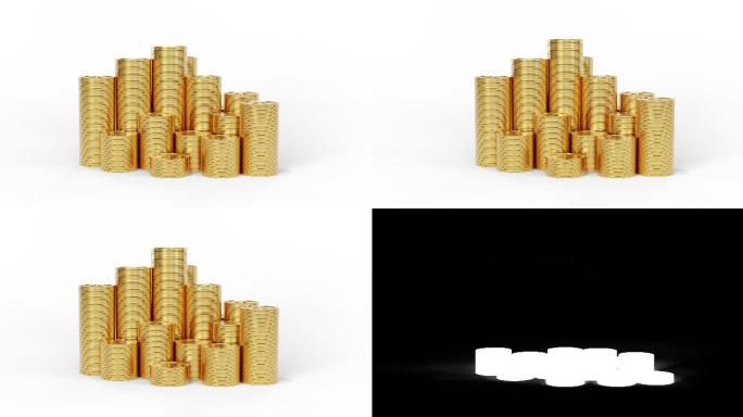 金币堆增加动画合成素材元素透明通道钱