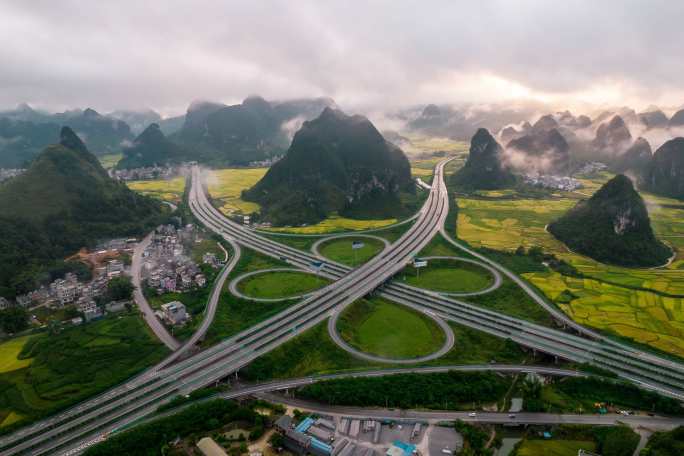 航拍中国最美高速广西靖西互通