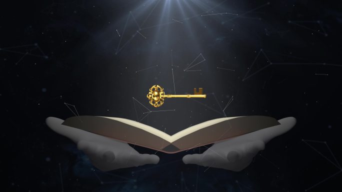 书籍上悬浮的金钥匙