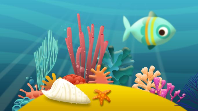 卡通动画海底世界海洋生物三亚潜水深海热带