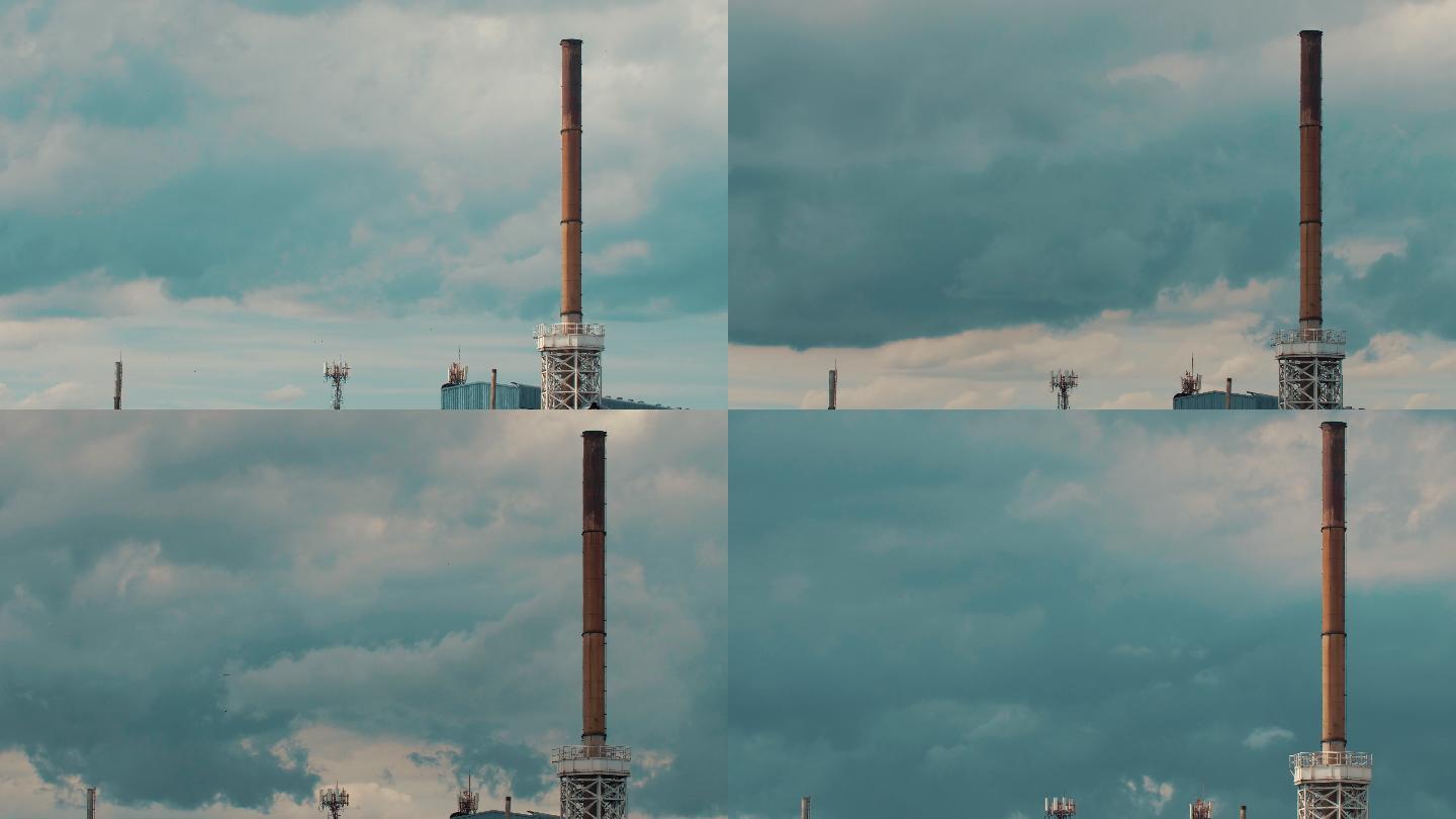 空中的发电厂烟囱风起云涌风云变换