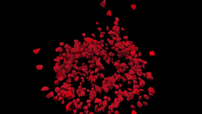 破碎的心3d动画特效动画合成元素碎片