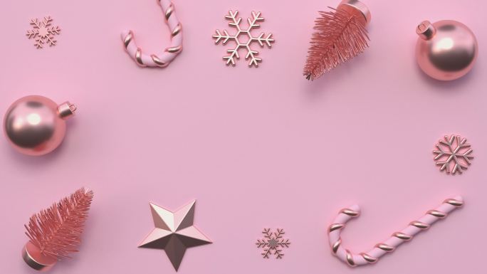3d渲染粉色圣诞假期概念