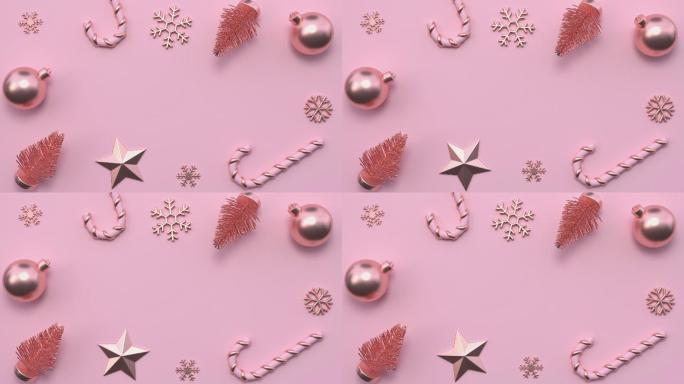 3d渲染粉色圣诞假期概念