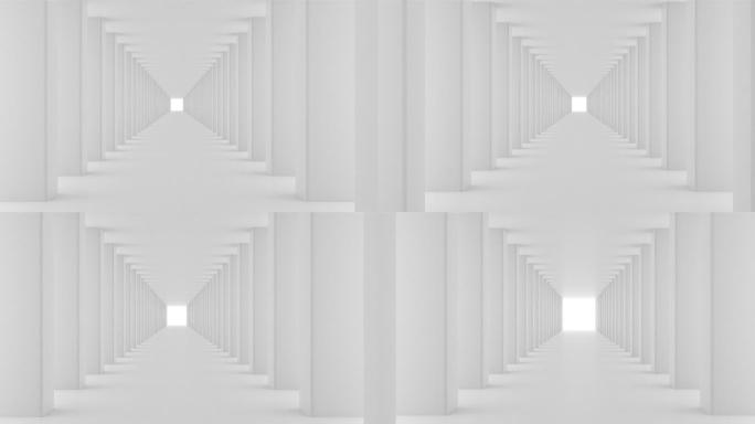 空白色走廊三维动画