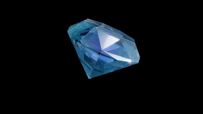 3D渲染亮蓝色钻石