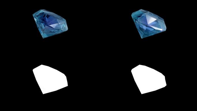 3D渲染亮蓝色钻石