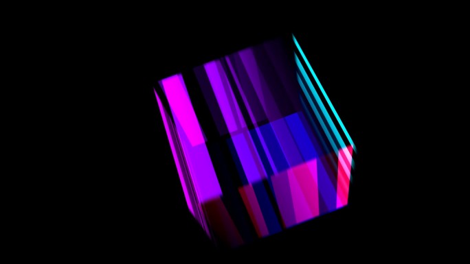 旋转立方体动画3d魔法全息方块光影素材