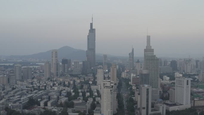 4K-log-航拍南京鼓楼区城市全景