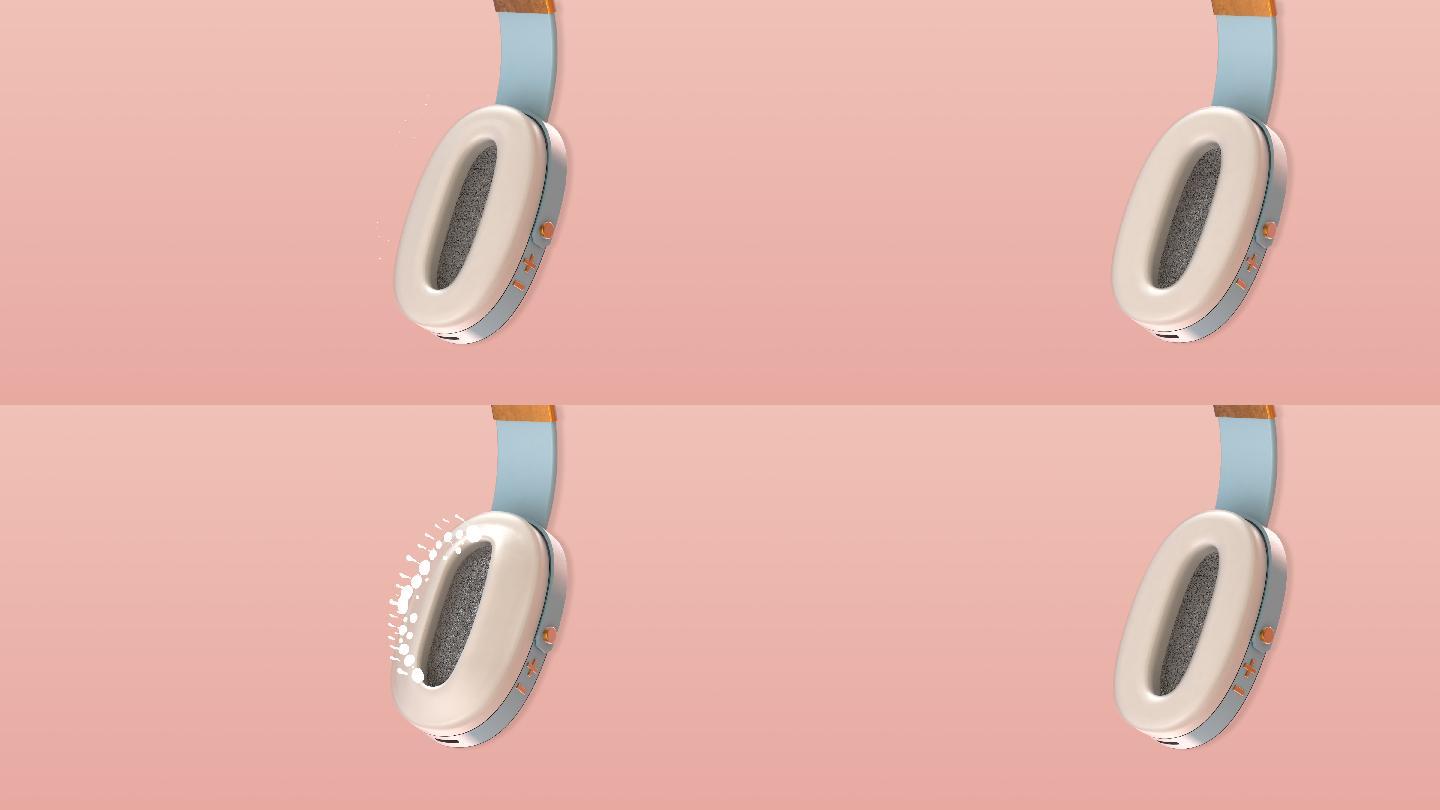耳机3D背景卡通耳麦听歌听音乐